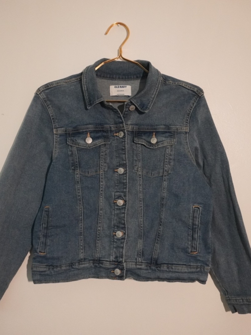 Old Navy Medium Blue Denim Jacket Button Front Size Womens S Junior XL (14-16)